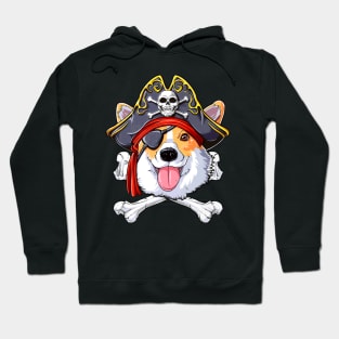 Corgi Pirate Skull Floral Skeleton Hoodie